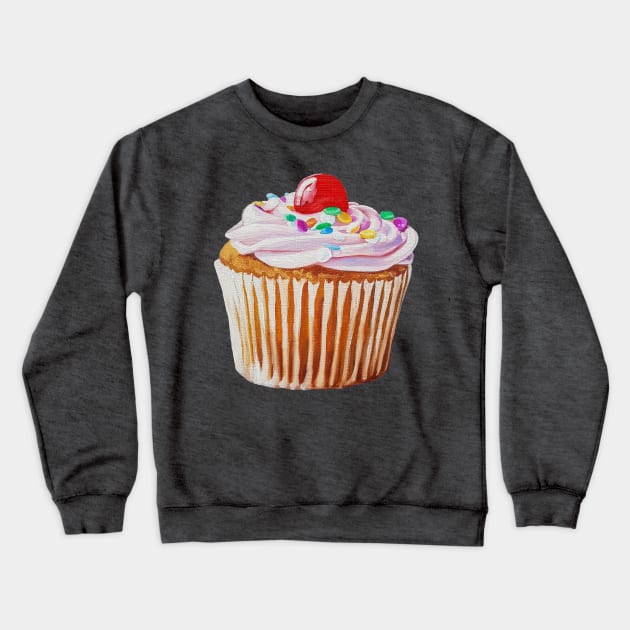 Cherry Cupcake painting (no background) Crewneck Sweatshirt by EmilyBickell